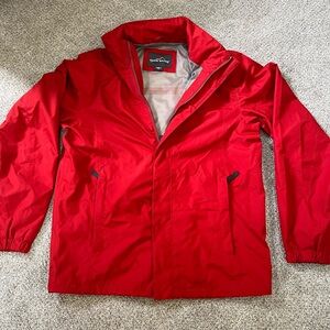Mens Eddie Bauer Red with Gray Lining Weatheredge Windbreaker size Medium .